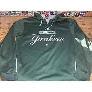 Rare Majestic New York Yankees Green Hoodie Sweatshirt Men’s Lrg MLB Authentic